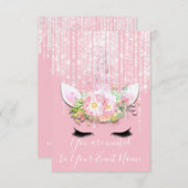 Invitation Unicorn Party Rose Rose 1e fête d'anniversaire (Devant / Derrière)