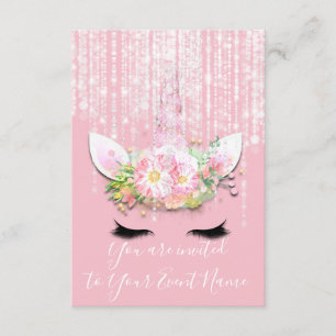 Invitation Unicorn Party Rose Rose 1e fête d'anniversaire