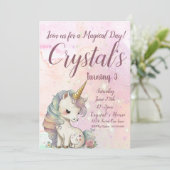 Invitation Unicorn Party, Unicorn 3e anniversaire (Debout devant)