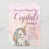 Invitation Unicorn Party, Unicorn 3e anniversaire (Devant / Derrière)