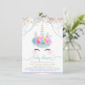 Invitation Unicorn Pearl Girl Unicorn Baby shower (Debout devant)