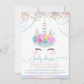 Invitation Unicorn Pearl Girl Unicorn Baby shower (Devant)