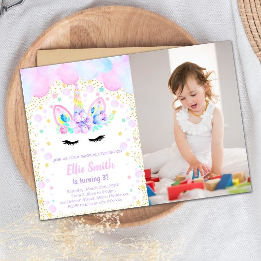Invitation Unicorn personnalisable