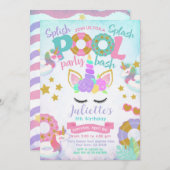 Invitation Unicorn Pool Party (Devant / Derrière)