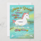 Invitation Unicorn Pool Party Anniversaire Bash (Devant)
