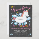 Invitation Unicorn Pool Party Anniversaire Bash (Devant)