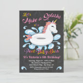 Invitation Unicorn Pool Party Anniversaire Bash (Debout devant)