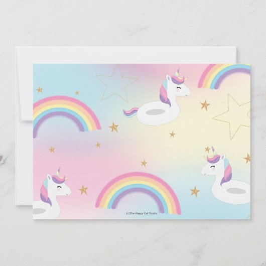 Invitation Unicorn Pool Party Anniversaire Unicorn Floatie Ph (Dos)