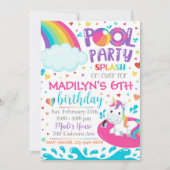 Invitation Unicorn Pool Party | Invitation de grou (Devant)