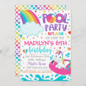 Invitation Unicorn Pool Party | Invitation de grou (Devant / Derrière)