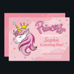 Invitation Unicorn Princess Girl Kids Baby Party<br><div class="desc">Invitation à la fête d'anniversaire de la Princess Girl Kids.</div>