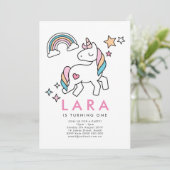 Invitation Unicorn Rainbow (Debout devant)
