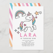 Invitation Unicorn Rainbow (Devant / Derrière)