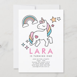 Invitation Unicorn Rainbow