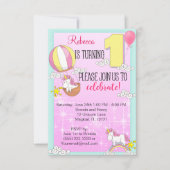 Invitation Unicorn Rainbow 1er Birthday Party (Devant)
