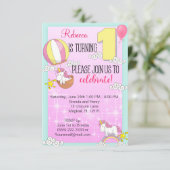 Invitation Unicorn Rainbow 1er Birthday Party (Debout devant)