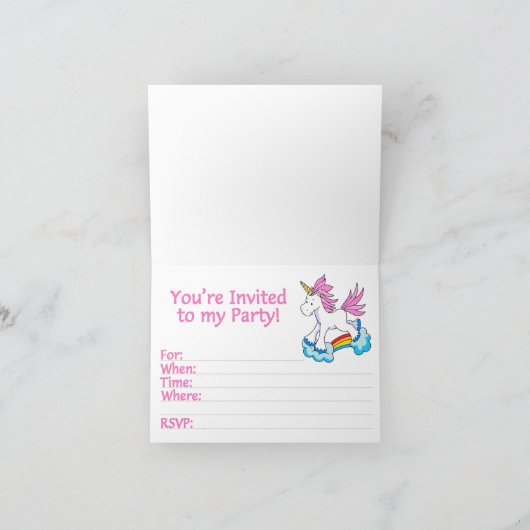 Invitation Unicorn Rainbow 5e anniversaire (Intérieur)
