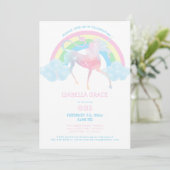 Invitation Unicorn Rainbow Baby Girl 1er anniversaire Invitat (Debout devant)