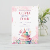 Invitation Unicorn Rainbow Birthday Cake Girls Birthday invit (Debout devant)