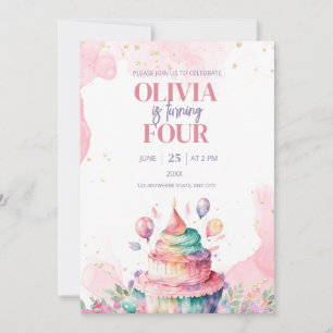 Invitation Unicorn Rainbow Birthday Cake Girls Birthday invit