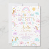 Invitation Unicorn Rainbow Birthday Invitation, 3rd Birthday  (Devant)