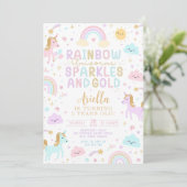 Invitation Unicorn Rainbow Birthday Invitation, 3rd Birthday  (Debout devant)