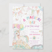 Invitation Unicorn Rainbow Cute Pastel Photo Anniversaire (Devant)