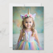 Invitation Unicorn Rainbow Cute Pastel Photo Anniversaire (Dos)