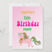 Invitation Unicorn Rainbow Gold Cute Anniversaire (Devant)