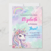 Invitation Unicorn Rainbow Magical Birthday (Devant)