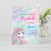Invitation Unicorn Rainbow Magical Birthday (Debout devant)