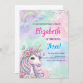 Invitation Unicorn Rainbow Magical Birthday (Devant / Derrière)