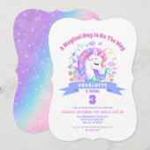 Invitation Unicorn Rainbow Magique Anniversaire de enfant Par (Devant / Derrière)