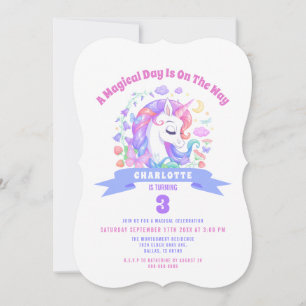 Invitation Unicorn Rainbow Magique Anniversaire de enfant Par