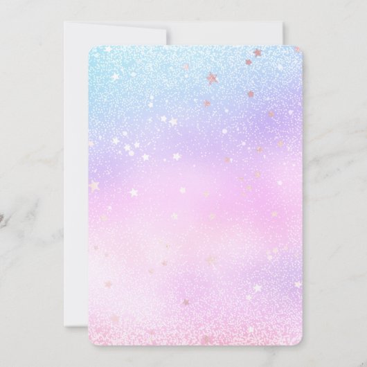 Invitation Unicorn Rainbow Parties scintillant étoiles Annive (Dos)