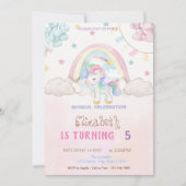 Invitation Unicorn Rainbow Stars Coeurs Ballons Anniversaire (Devant)