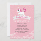 Invitation Unicorn rose fille fête d'anniversaire (Devant)