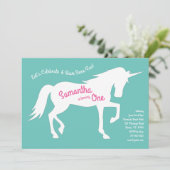 Invitation Unicorn Silhouette 1ère fête d'anniversaire Filles (Debout devant)