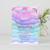 Invitation Unicorn Sleepover 5e anniversaire rose (Debout devant)