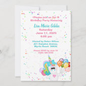 Invitation Unicorn tenant des ballons Anniversaire (Devant)