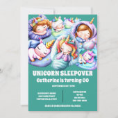 Invitation Unicorn thème sommeil pyjama en sommeil enfants (Devant)