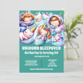 Invitation Unicorn thème sommeil pyjama en sommeil enfants (Debout devant)