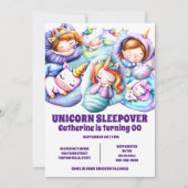 Invitation Unicorn thème sommeil pyjama slumber filles (Devant)