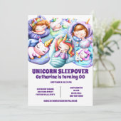 Invitation Unicorn thème sommeil pyjama slumber filles (Debout devant)
