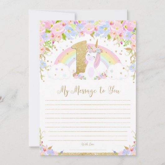 Invitation Unicorn Time Capsule Message To You Blank Cards (Devant)