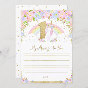 Invitation Unicorn Time Capsule Message To You Blank Cards