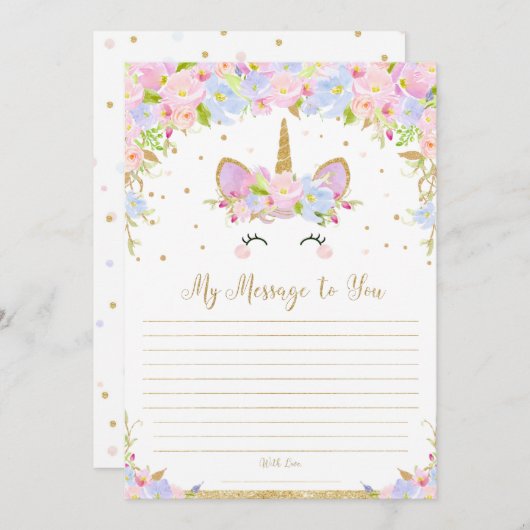 Invitation Unicorn Time Capsule Message To You Blank Cards (Devant / Derrière)