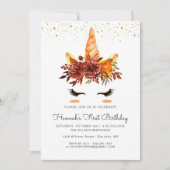 Invitation Unicorn Visage Automne Floral Anniversaire Invitat (Devant)