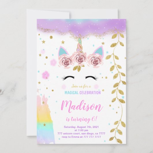 Invitation Unicorne (Devant)