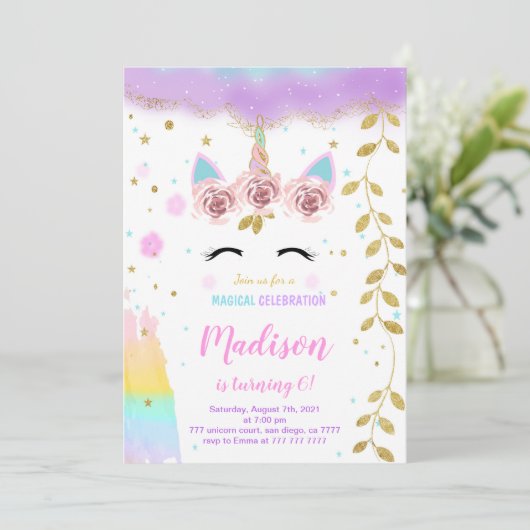 Invitation Unicorne (Debout devant)